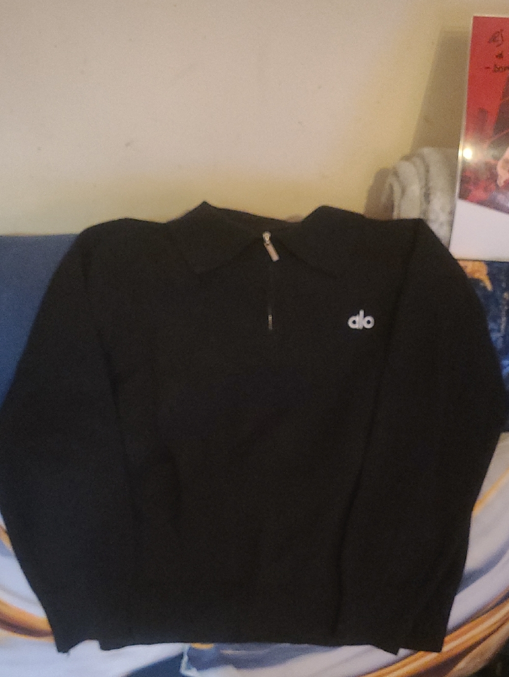 ALO Yoga Black Zip-Neck Sweater